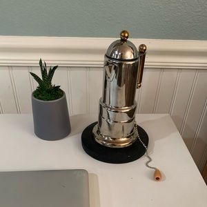 Rare unique desk lamp made out of a vintage Italian espresso coffee maker